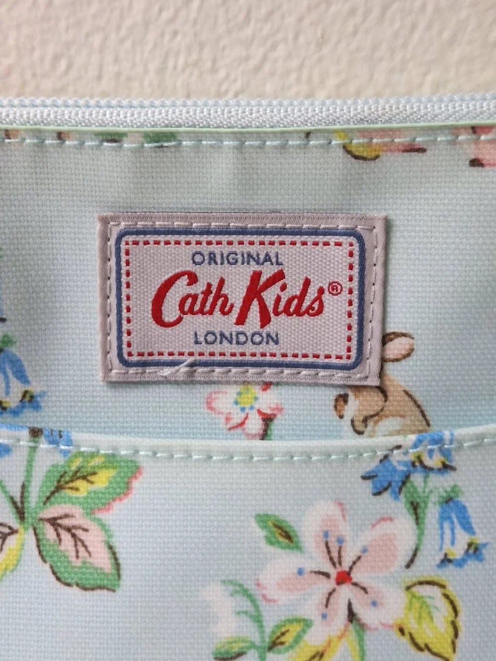 Cath Kidston Light Blue Floral Kids Crossbody Bag with Pink Strap